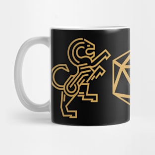 Polyhedral D20 Vintage Lion Emblem Tabletop RPG Mug